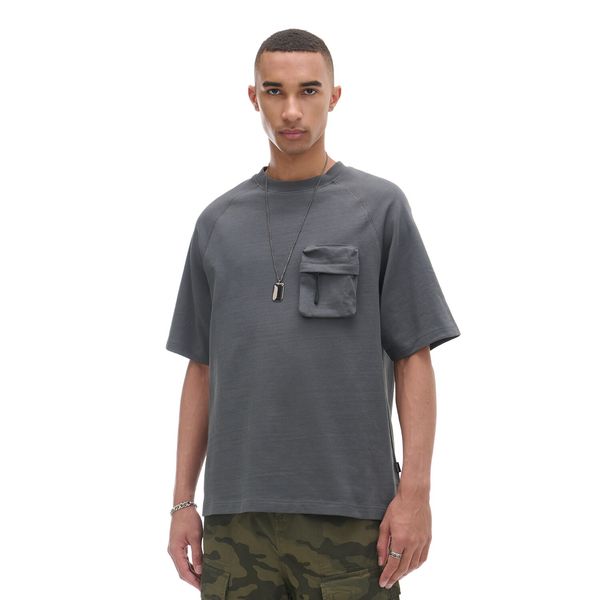 Cropp Cropp - Majica s džepom - tamnosivo