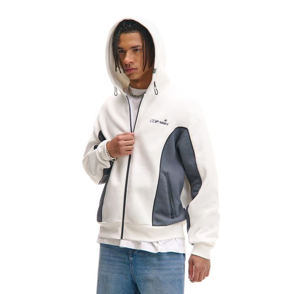 Cropp Cropp - Majica s kapuljačom na patentni zatvarač - krem