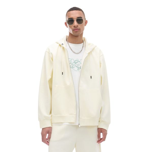 Cropp Cropp - Majica s kapuljačom na patentni zatvarač - krem