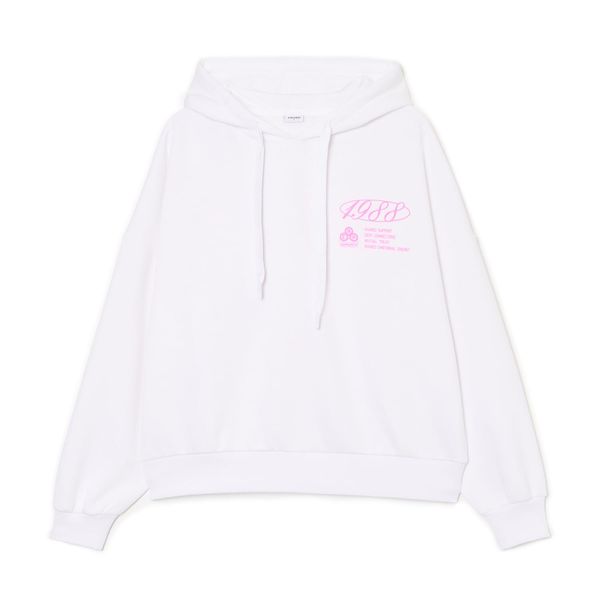 Cropp Cropp - Majica s kapuljačom s printom - bijela