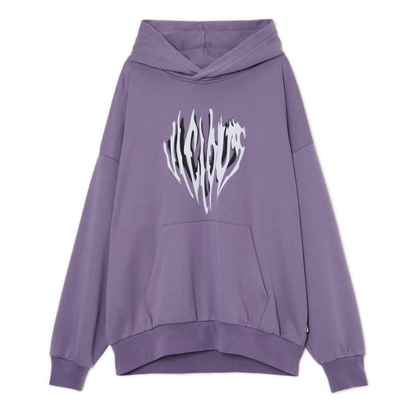 Cropp Cropp - Majica s kapuljačom s printom - boja grožđa