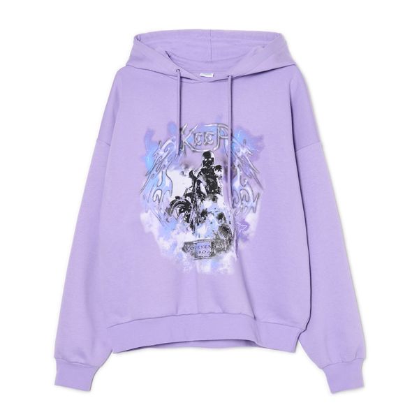 Cropp Cropp - Majica s kapuljačom s printom - boja lavande