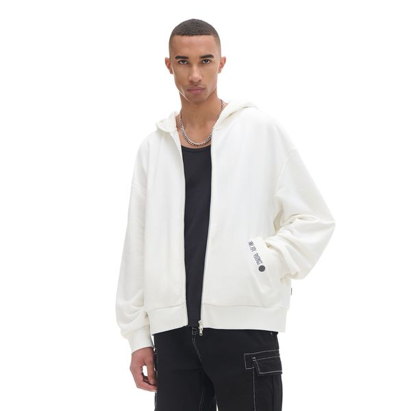 Cropp Cropp - Majica s kapuljačom s printom - krem