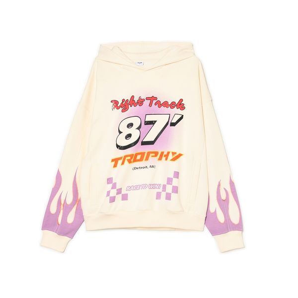 Cropp Cropp - Majica s kapuljačom s printom - krem