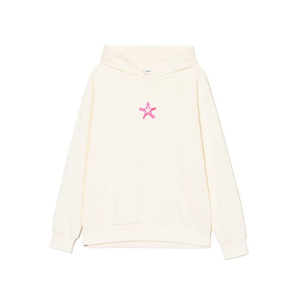 Cropp Cropp - Majica s kapuljačom s printom - krem