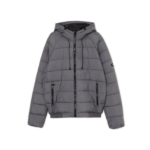 Cropp Cropp - Prošivena jakna s kapuljačom - tamnosivo