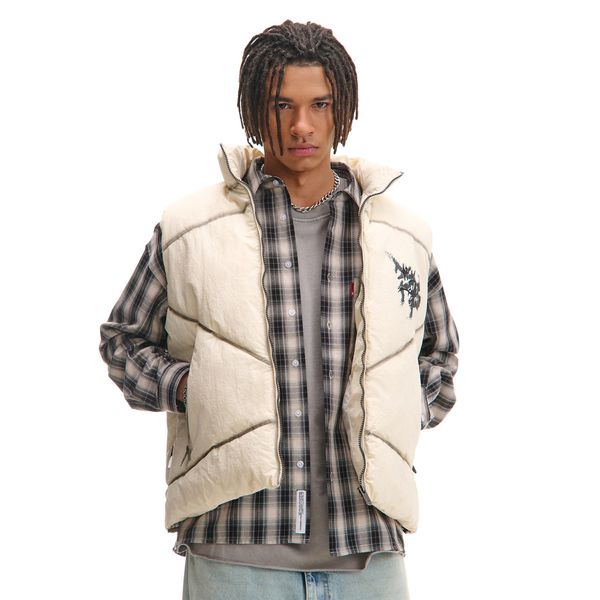 Cropp Cropp - Prošiveni prsluk s podignutim ovratnikom - bijela