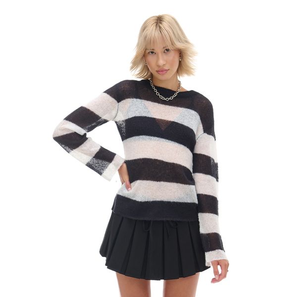 Cropp Cropp - Prugasti džemper - bijela