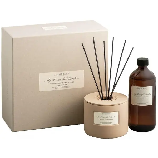 Atelier Rebul Atelier Rebul My Beautiful Garden White Tea Leaves & Fresh Roses Reed Diffuser Set 450 ml
