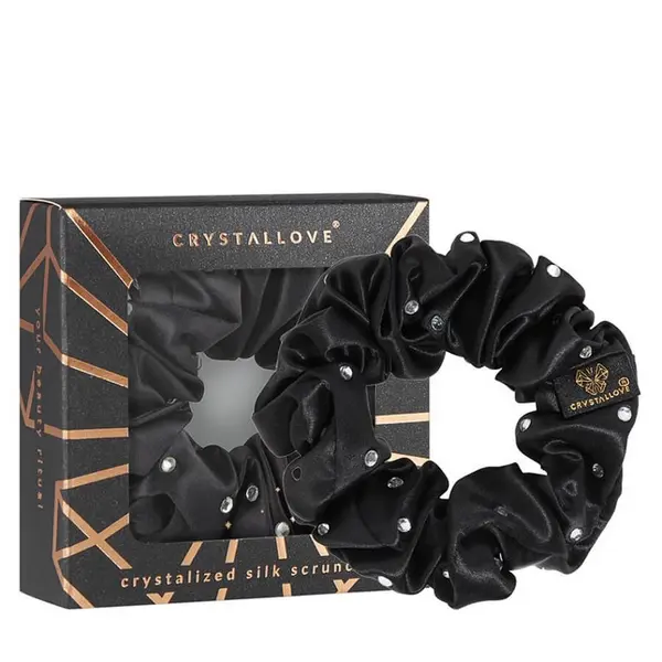 Crystallove Crystallove Gumice Za Kosu Crystalized Silk Scrunchie Black Gumica 1 kom,
