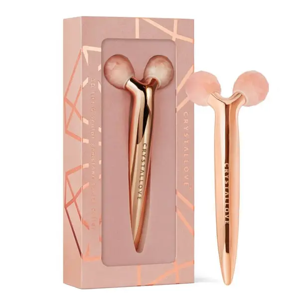 Crystallove Crystallove Masažeri Za Lice 3D Lift Rose Quartz Roller Masažer 1 kom,