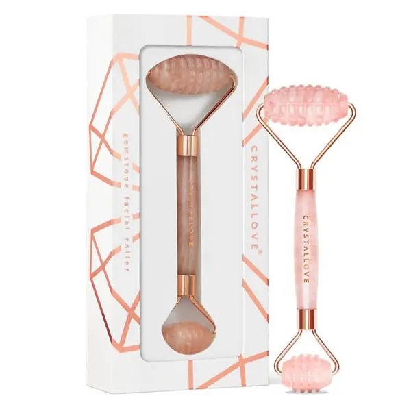 Crystallove Crystallove Masažeri Za Lice 3D Rose Quartz Roller Masažer 1 kom,