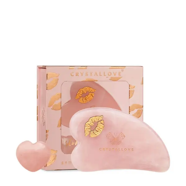 Crystallove Crystallove Masažeri Za Lice Rose Quartz Gua Sha Selflove Set 1 kom,