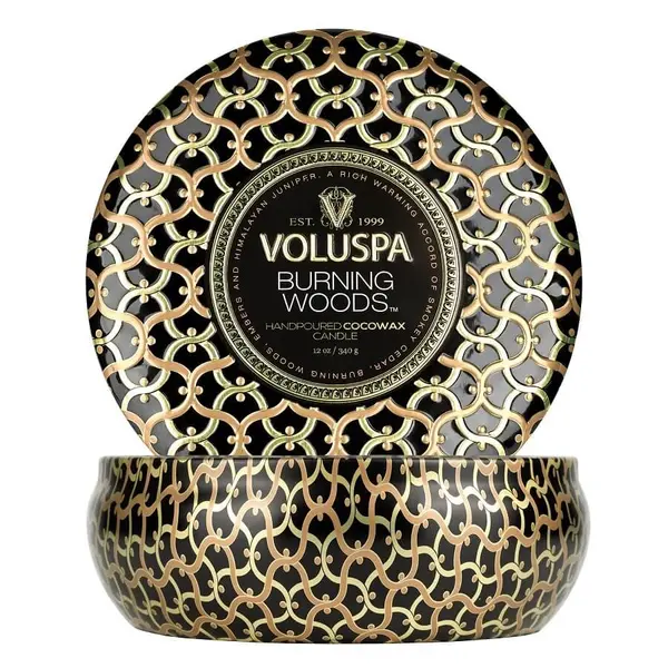 Voluspa VOLUSPA Burning Woods 3 Wick Tin Candle Mirisna Svijeća 340 g