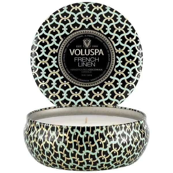 Voluspa VOLUSPA French Linen 3 Wick Tin Candle Mirisna Svijeća 340 g