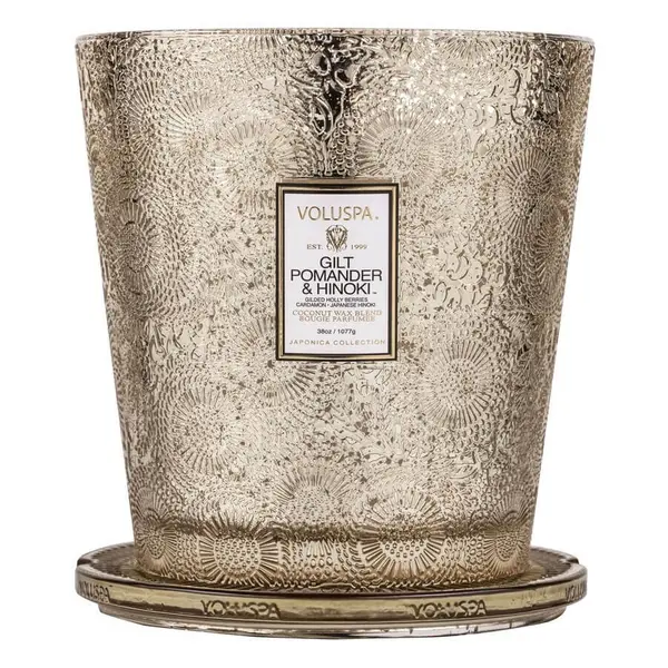 Voluspa VOLUSPA Gilt Pomander & Hinoki 3 Wick Hearth Candle Mirisna Svijeća 1077 g
