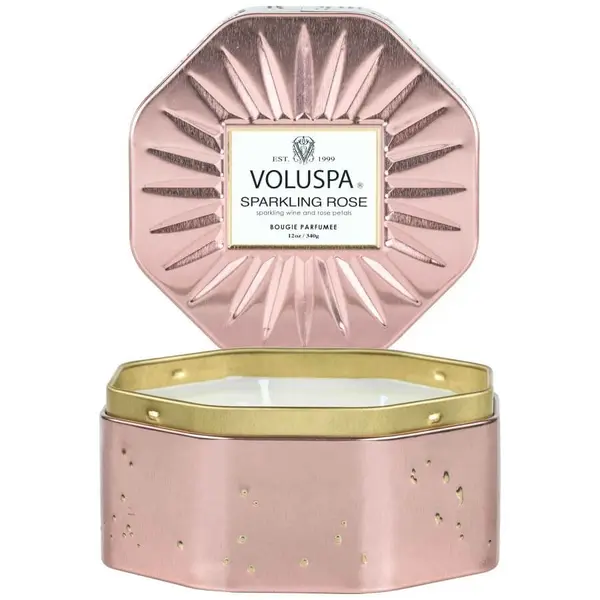 Voluspa VOLUSPA Sparkling Rose Octagon Tin Candle Mirisna Svijeća 340 g