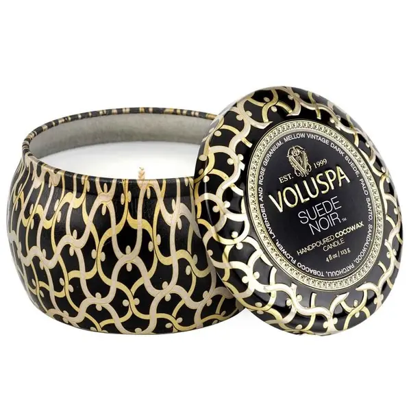 Voluspa VOLUSPA Suede Noir Mini Tin Candle Mirisna Svijeća 113 g