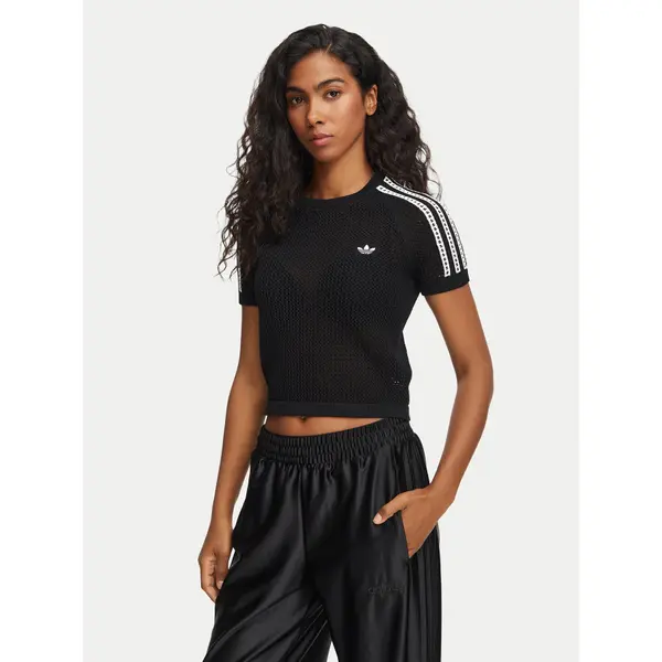 Adidas adidas T-shirt Knitted Crochet Tee KC6481 Crna Regular Fit