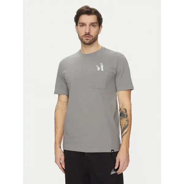 Adidas adidas T-shirt Lounge Slides Graphic Pocket JC5284 Siva Regular Fit