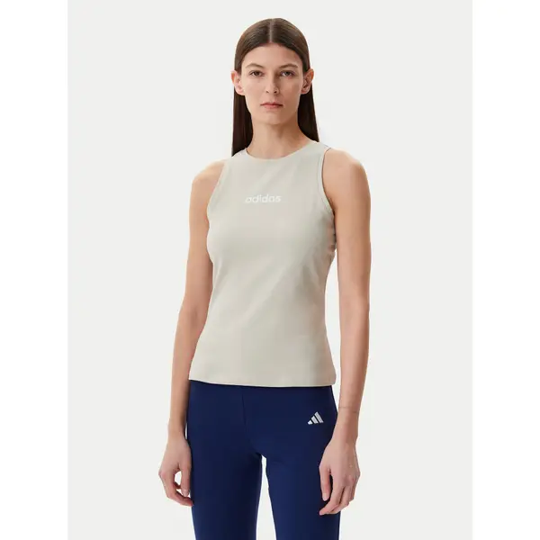Adidas adidas Top Essentials Linear JC5790 Bež Slim Fit
