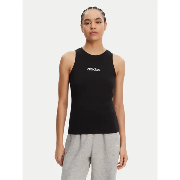 Adidas adidas Top Essentials Linear JC5798 Crna Slim Fit