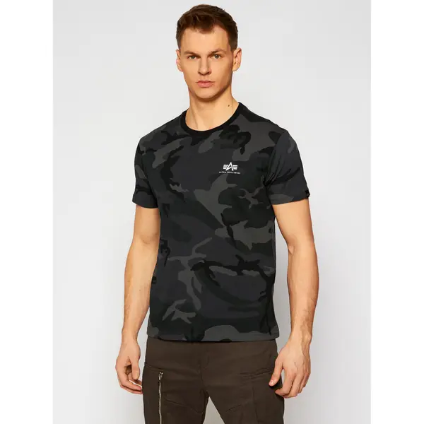 alpha industries Alpha Industries T-shirt Basic T Small Logo Camo 188505C Siva Regular Fit
