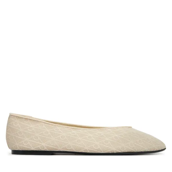 Calvin Klein Balerinke Calvin Klein Square Ballerina Aop Mesh HW0HW02937 Écru