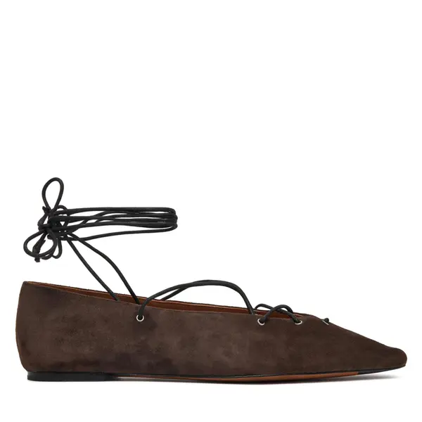 Lauren Ralph Lauren Balerinke LAUREN RALPH LAUREN Suede Lace-Up Pointed Ballet Flat 818P15775001 Smeđa