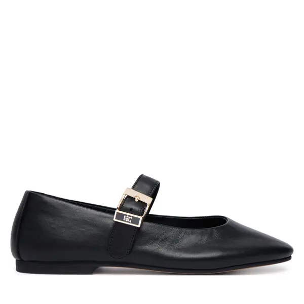 Tommy Hilfiger Balerinke Tommy Hilfiger Buckle Leather Ballerina FW0FW09684 Crna