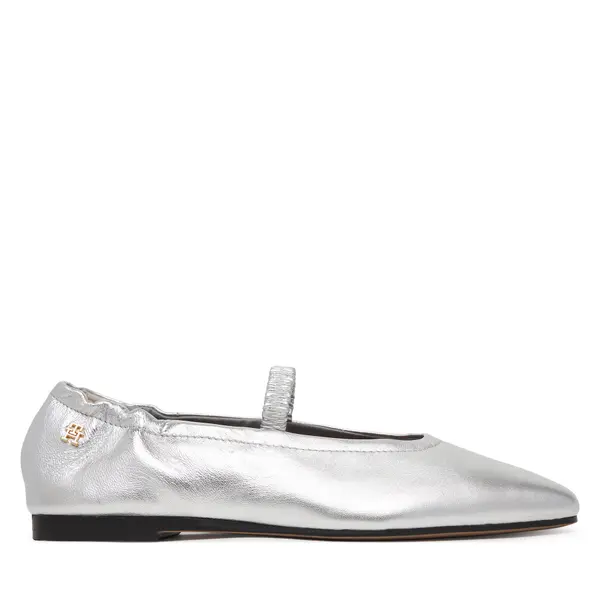 Tommy Hilfiger Balerinke Tommy Hilfiger Silver Lth Ellastic Ballerina FW0FW09466 Srebrna