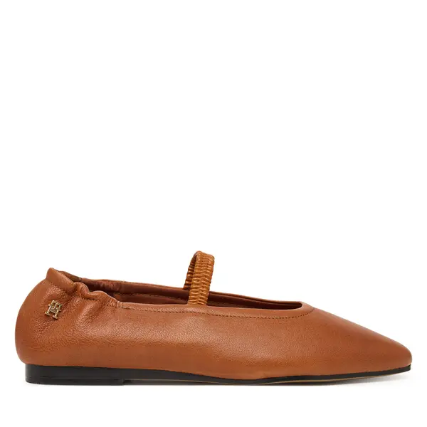 Tommy Hilfiger Balerinke Tommy Hilfiger Soft Leather Ellastic Ballerina FW0FW09245 Smeđa