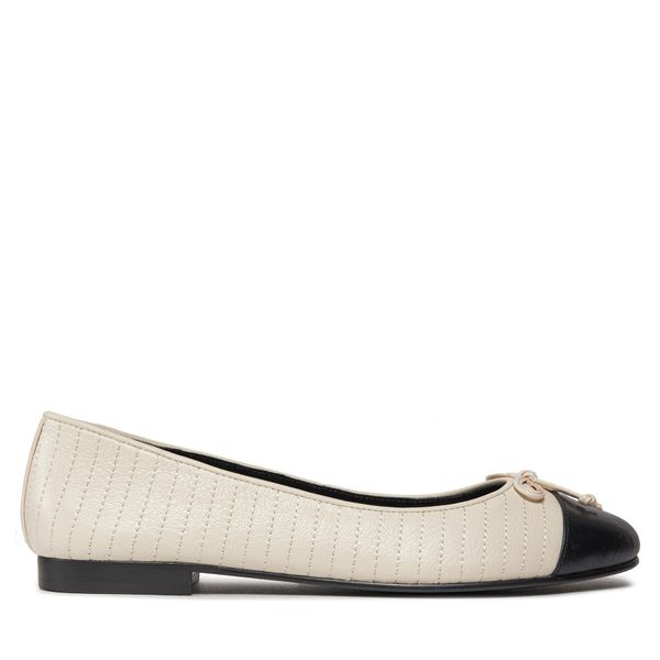 Tory Burch Balerinke Tory Burch Cap Toe Quilted Ballet 156249 Light Cream/Perfect Black 100