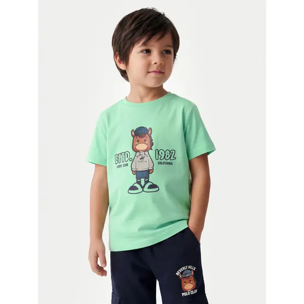 Beverly Hills Polo Club Beverly Hills Polo Club T-shirt P-SS26B-TS0135 Zelena Regular Fit