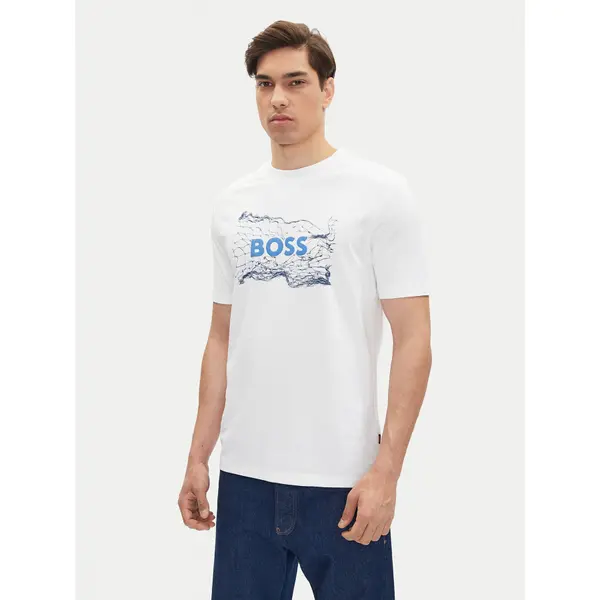 Boss BOSS T-shirt Logo Space 50539186 Bijela Regular Fit