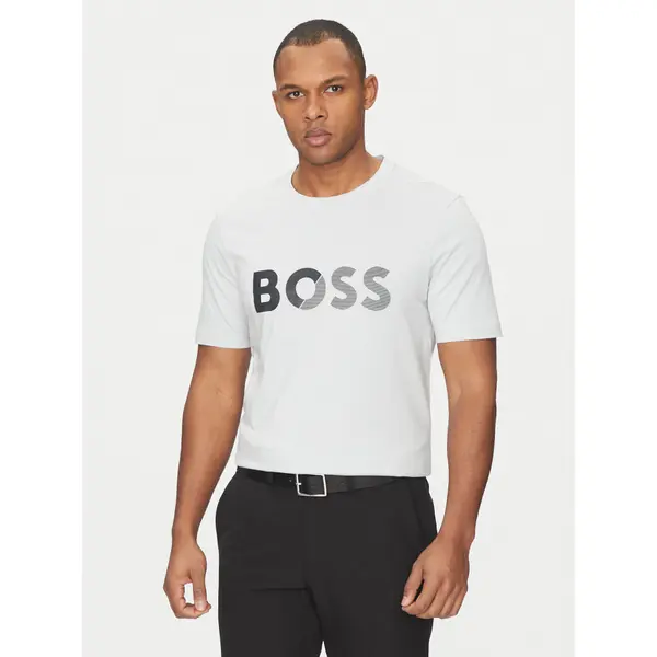 Boss BOSS T-shirt Tape Logo 50530990 Siva Regular Fit