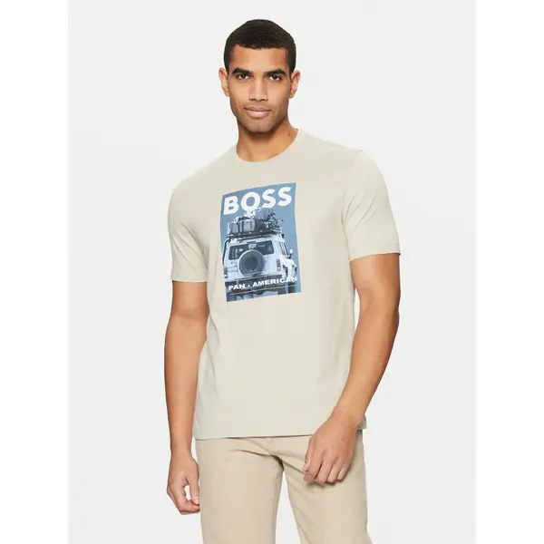 Boss BOSS T-shirt Te_Mextour 50535079 Bež Regular Fit