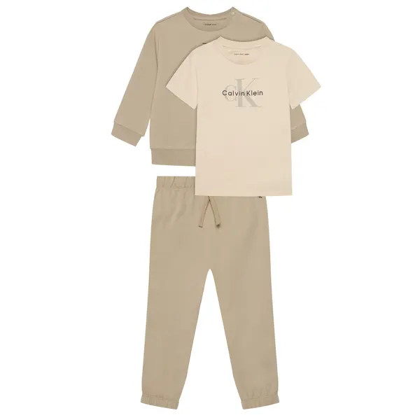 Calvin Klein Jeans Calvin Klein Jeans Set majica dugih rukava, majica i hlače Monogram IN0IN00336 Bež Regular Fit