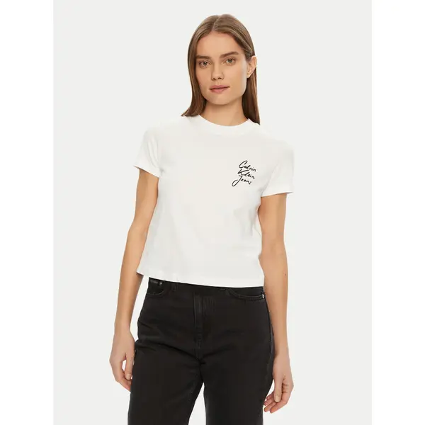 Calvin Klein Jeans Calvin Klein Jeans T-shirt Script Institutional J20J224984 Bijela Slim Fit
