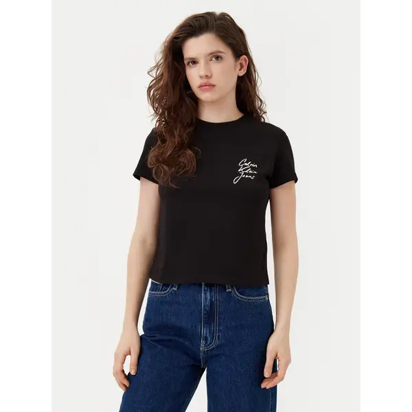 Calvin Klein Jeans Calvin Klein Jeans T-shirt Script Institutional J20J224984 Crna Slim Fit