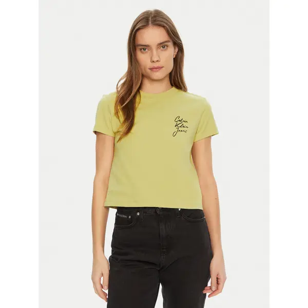 Calvin Klein Jeans Calvin Klein Jeans T-shirt Script Institutional J20J224984 Zelena Slim Fit