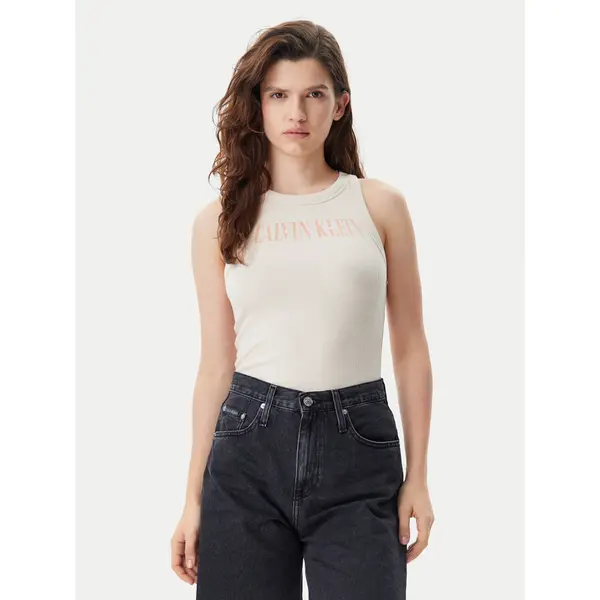 Calvin Klein Jeans Calvin Klein Jeans Top Varsity J20J225520 Bež Slim Fit