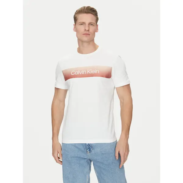 Calvin Klein Calvin Klein T-shirt Linear Ombre K10K114163 Bijela Regular Fit