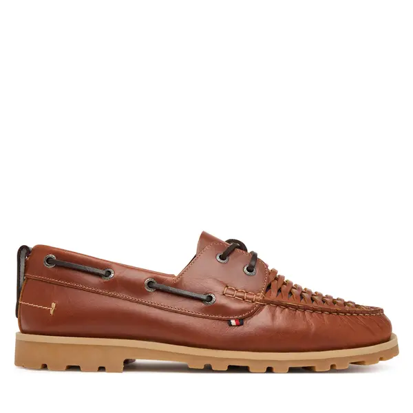 Tommy Hilfiger Cipele Tommy Hilfiger Hilfiger Braided Lth Boat Shoe FM0FM05892 Smeđa