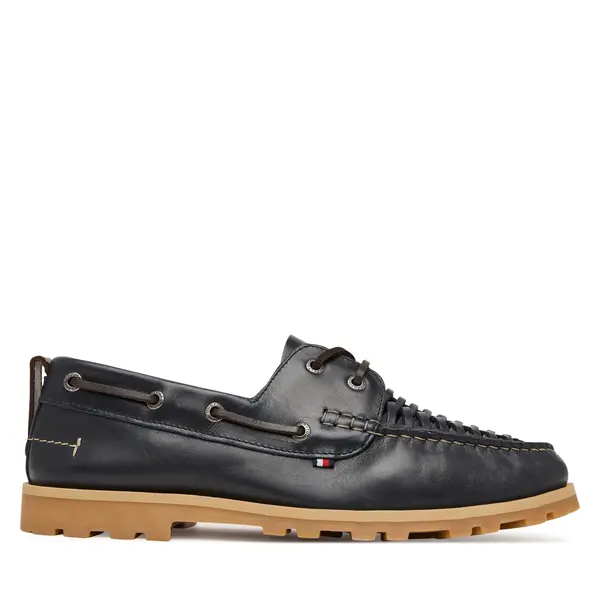 Tommy Hilfiger Cipele Tommy Hilfiger Hilfiger Braided Lth Boat Shoe FM0FM05892 Tamnoplava