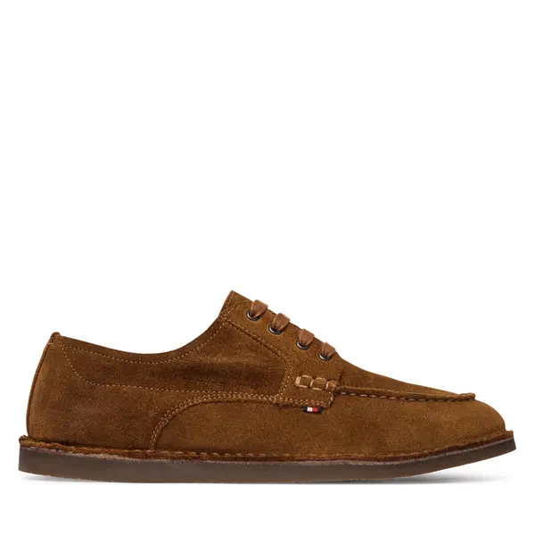 Tommy Hilfiger Cipele Tommy Hilfiger Stitchdown Suede Derby FM0FM05841 Smeđa