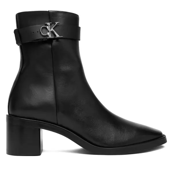 Calvin Klein Čizme Calvin Klein Block Heel Boot W/ Metal Logo HW0HW02591 Crna