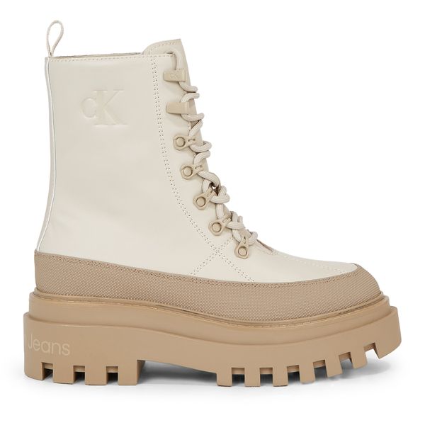 Calvin Klein Jeans Čizme Calvin Klein Jeans Flatform Lace Up Boot Lth YW0YW01110 Bež