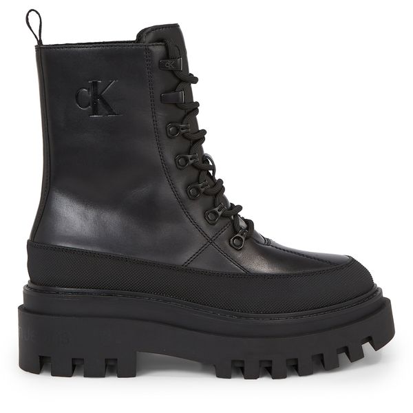Calvin Klein Jeans Čizme Calvin Klein Jeans Flatform Lace Up Boot Lth YW0YW01110 Triple Black 0GT
