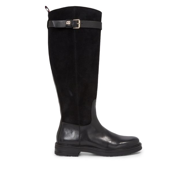Tommy Hilfiger Čizme ispod koljena Tommy Hilfiger Casual Essential Belt Longboot FW0FW07480 Black BDS